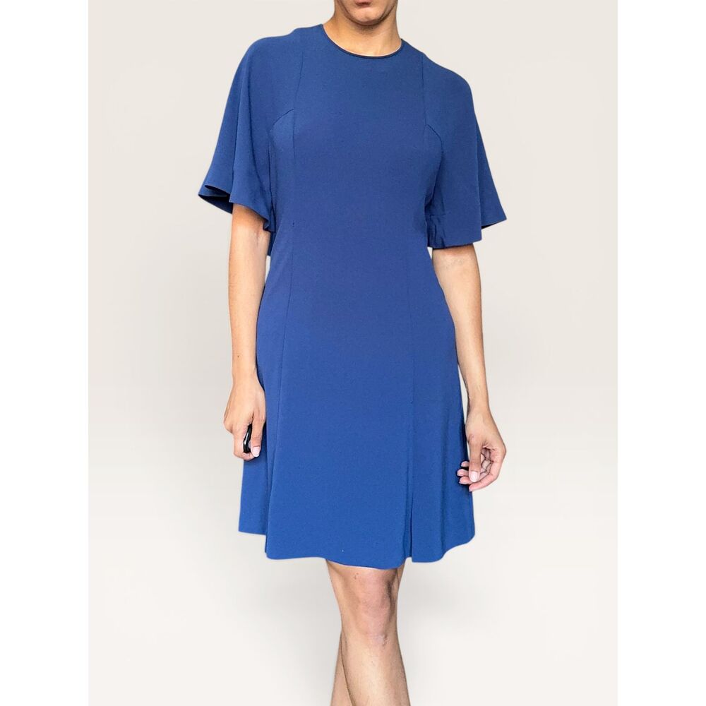 Sandro Paris Cape Sleeve Navy Cocktail Dress French Girl Quiet Luxury